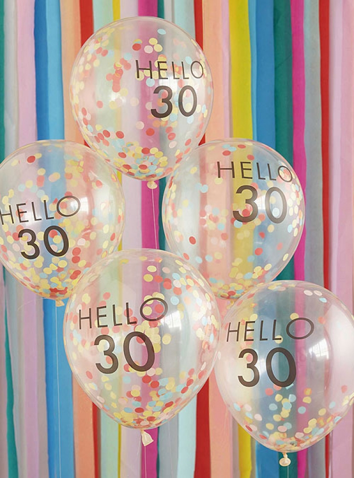 Σετ Μπαλόνια Rainbow Confetti Hello 30