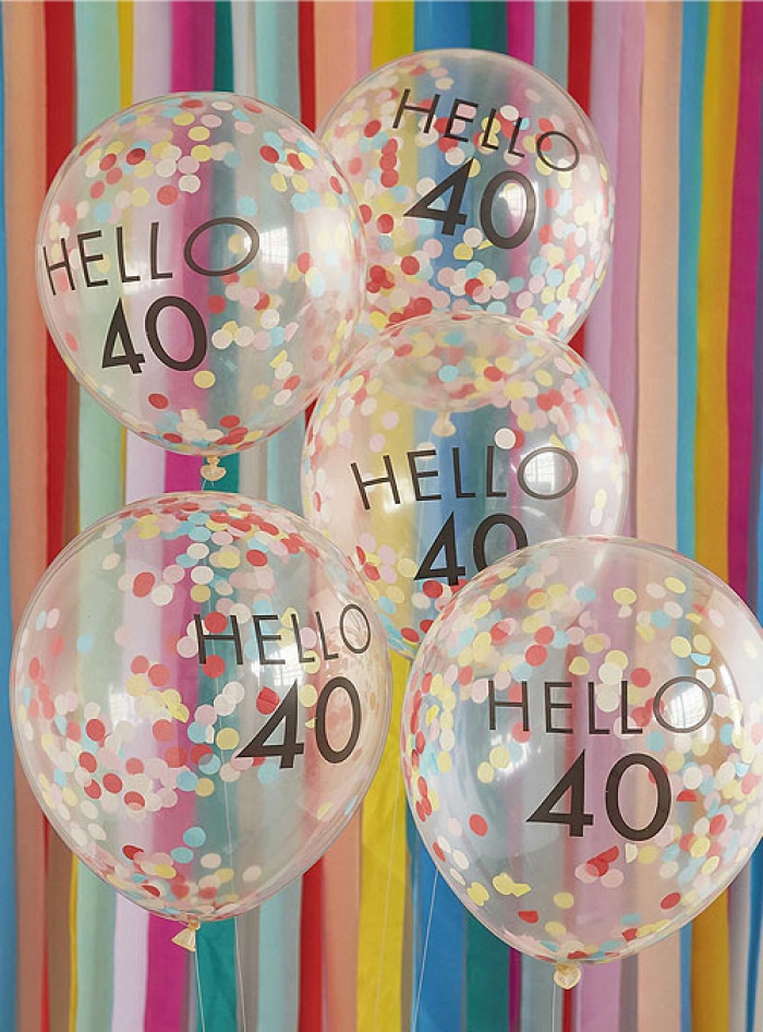 Σετ Μπαλόνια Rainbow Confetti Hello 40
