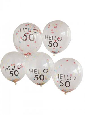 Σετ Μπαλόνια Rainbow Confetti Hello 50