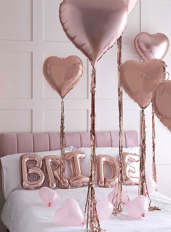 Σετ Μπαλόνια Rose Gold Bride & Heart (29τμχ)