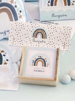 Μπομπονιέρα Ξύλινη Τρίλιζα Blue Star Rainbow