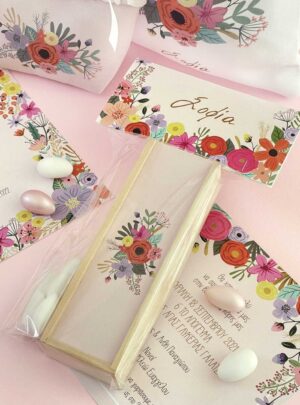 Μπομπονιέρα Ξύλινο Ντόμινο Pink Modern Blossom