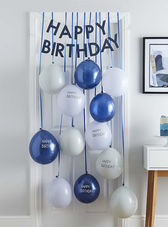 Διακόσμηση Πόρτας Happy Birthday Μπλε