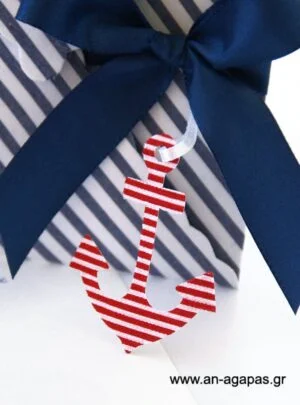 Προσκλητήριο Υφασμάτινο Βάπτισης Φάκελος Μπλε Ριγέ