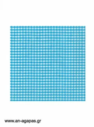 Χαρτοπετσέτα  Φαγητού  Checked  Turquoise  (20τμχ) 