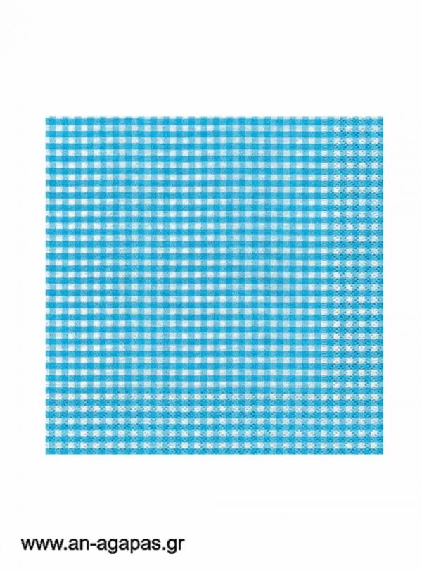 Χαρτοπετσέτα  Φαγητού  Checked  Turquoise  (20τμχ)