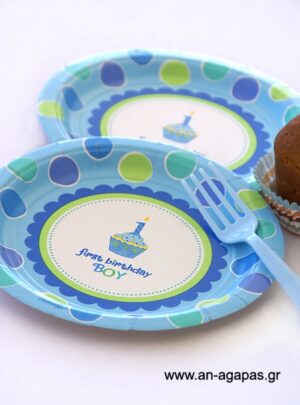 Πιάτο Φαγητού First Βirthday Βoy (8τμχ)
