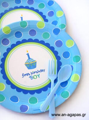 Πιάτο Φαγητού First Βirthday Βoy (8τμχ)