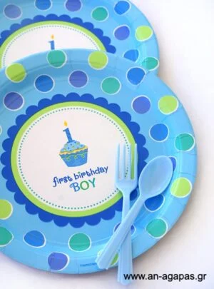Πιάτο Φαγητού First Βirthday Βoy (8τμχ)
