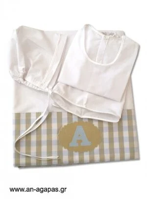 Λαδόπανα  αγόρι  με  φάσα  καρώ  και  μονόγραμμα 