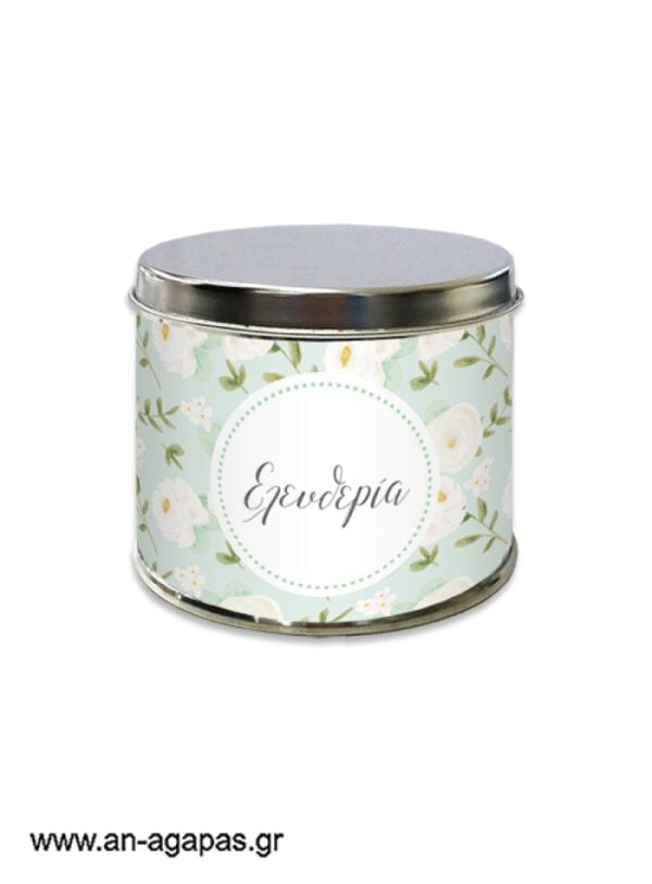 Μπομπό βάπ μετ κουτί Mint White Flowers