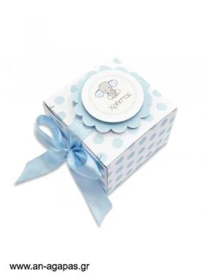 Μπομπονιέρα  βάπτισης  3D  κουτάκι  Baby  Blue  Elephant