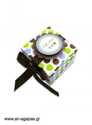 Μπομπονιέρα  βάπτισης  3D  κουτάκι  Bold  Dots  Boy