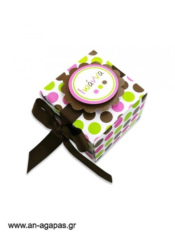 Μπομπονιέρα  βάπτισης  3D  κουτάκι  Bold  Dots  Girl