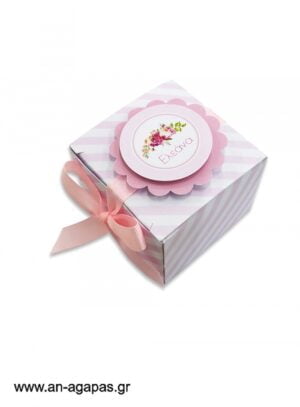 Μπομπονιέρα  βάπτισης  3D  κουτάκι  Bouquet  in  Pink