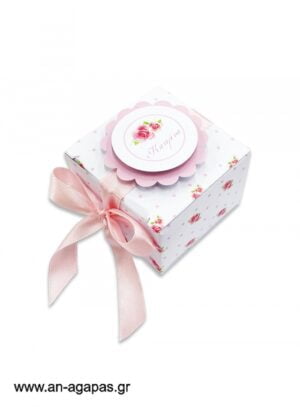 Μπομπονιέρα  βάπτισης  3D  κουτάκι  Garden  Roses