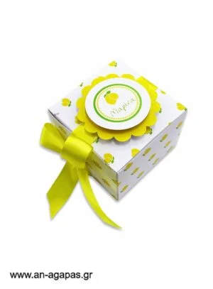 Μπομπονιέρα  βάπτισης  3D  κουτάκι  Lemon  Checks 
