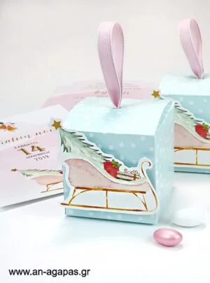 Μπομπονιέρα βάπτισης 3D κουτί Mint Rocking Horse Christmas