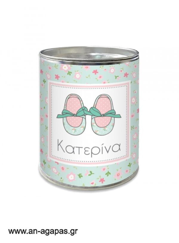 Μπομπονιέρα  βάπτισης  κουμπαράς  Flowery  Shoes