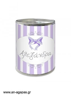 Μπομπονιέρα  βάπτισης  κουμπαράς  Lavender  Dots  &  Stripes