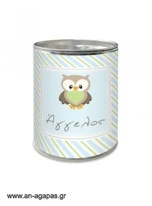 Μπομπονιέρα  βάπτισης  κουμπαράς  Little  Owl  Blue 