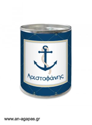 Μπομπονιέρα  βάπτισης  κουμπαράς  Nautical  Gold