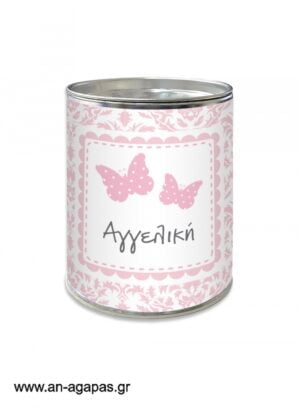 Μπομπονιέρα  βάπτισης  κουμπαράς  Pink  Butterflies
