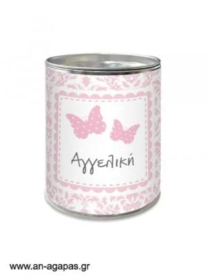 Μπομπονιέρα  βάπτισης  κουμπαράς  Pink  Butterflies 