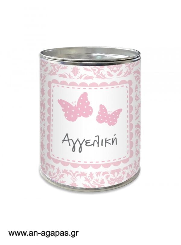 Μπομπονιέρα  βάπτισης  κουμπαράς  Pink  Butterflies