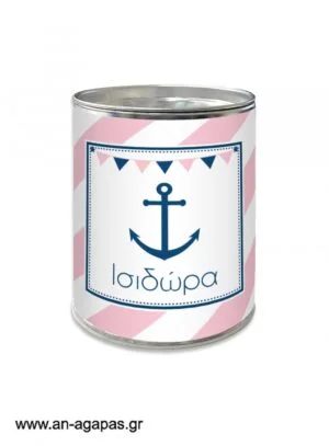 Μπομπονιέρα  βάπτισης  κουμπαράς  Pink  Nautical