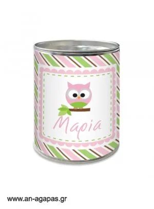 Μπομπονιέρα  βάπτισης  κουμπαράς  Pink  Owl 