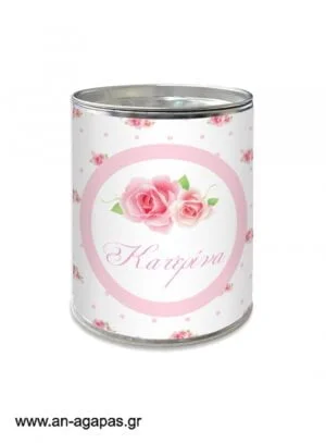 Μπομπονιέρα  βάπτισης  κουμπαράς  Pretty  Roses 