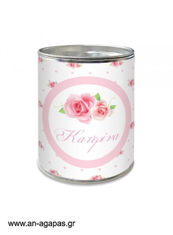 Μπομπονιέρα  βάπτισης  κουμπαράς  Pretty  Roses
