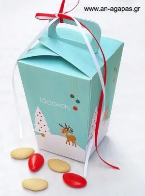 Μπομπονιέρα  βάπτισης  κουτάκι  με  χερούλι  Merry  Wishes 