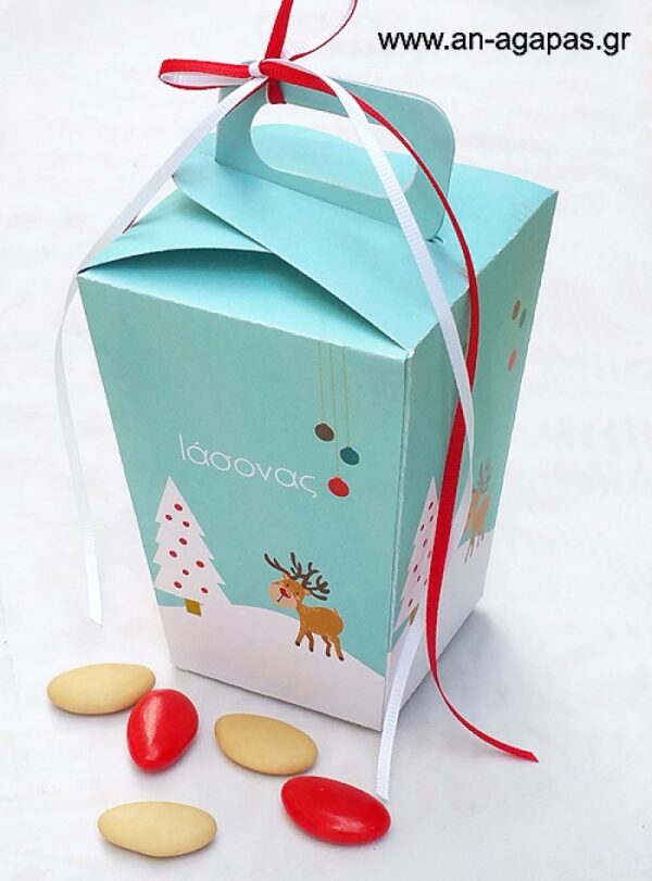Μπομπονιέρα  βάπτισης  κουτάκι  με  χερούλι  Merry  Wishes