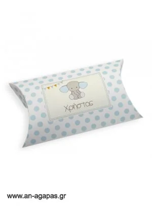 Μπομπονιέρα  βάπτισης  κουτί  μπομπέ  Baby  Blue  Elephant