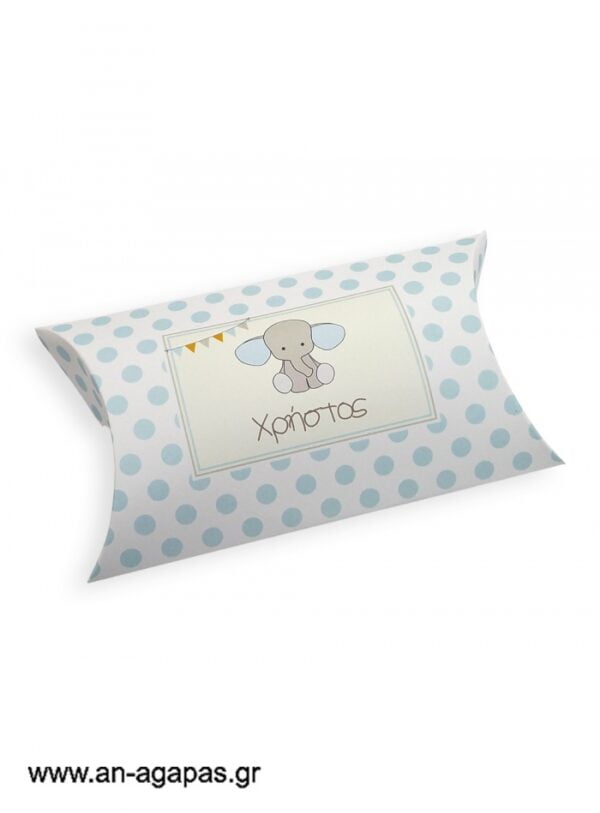 Μπομπονιέρα  βάπτισης  κουτί  μπομπέ  Baby  Blue  Elephant