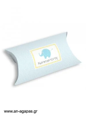 Μπομπονιέρα  βάπτισης  κουτί  μπομπέ  Baby  Elephant  Blue