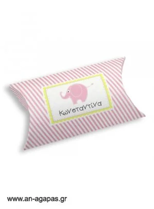 Μπομπονιέρα  βάπτισης  κουτί  μπομπέ  Baby  Elephant  Pink 