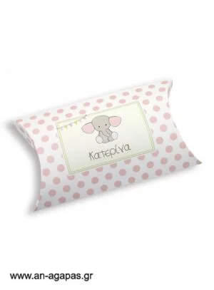 Μπομπονιέρα  βάπτισης  κουτί  μπομπέ  Baby  Pink  Elephant 