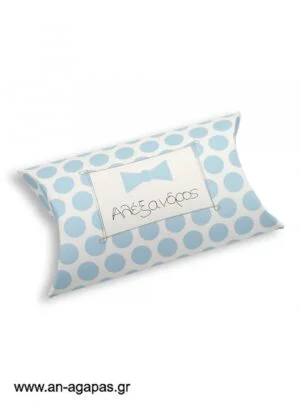 Μπομπονιέρα  βάπτισης  κουτί  μπομπέ  Blue  Dots  &  Stripes 