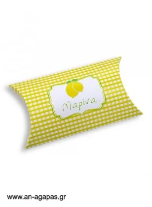 Μπομπονιέρα  βάπτισης  κουτί  μπομπέ  Lemon  Checks 