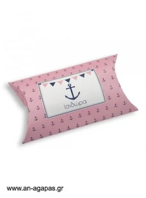 Μπομπονιέρα  βάπτισης  κουτί  μπομπέ  Pink  Nautical