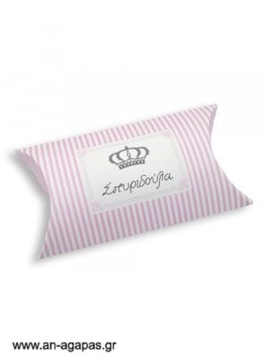 Μπομπονιέρα  βάπτισης  κουτί  μπομπέ  Stripy  Crown  Girl