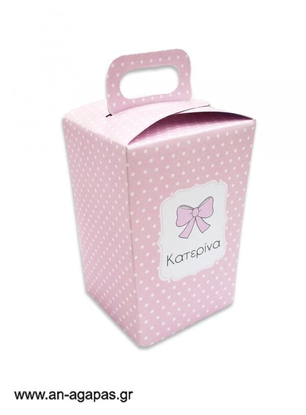 Μπομπονιέρα  βάπτισης  κουτί  τσαντάκι  Baby  Bow