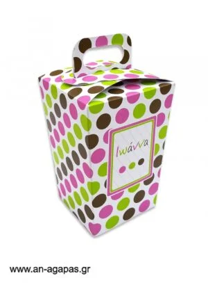 Μπομπονιέρα  βάπτισης  κουτί  τσαντάκι  Bold  Dots  Girl 
