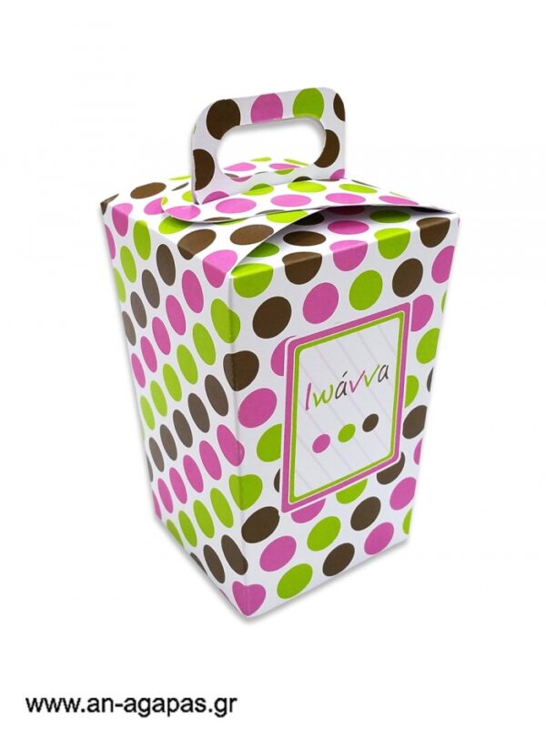 Μπομπονιέρα  βάπτισης  κουτί  τσαντάκι  Bold  Dots  Girl