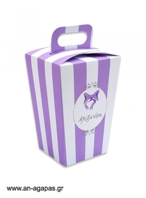 Μπομπονιέρα  βάπτισης  κουτί  τσαντάκι  Lavender  Bow