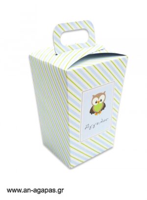 Μπομπονιέρα  βάπτισης  κουτί  τσαντάκι  Little  Owl  Blue