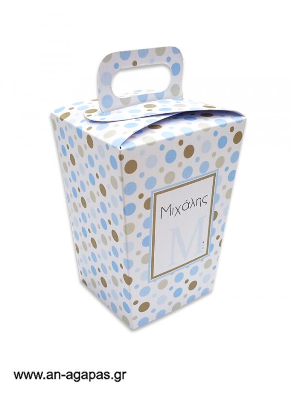 Μπομπονιέρα  βάπτισης  κουτί  τσαντάκι  Polka  Dot  Fun